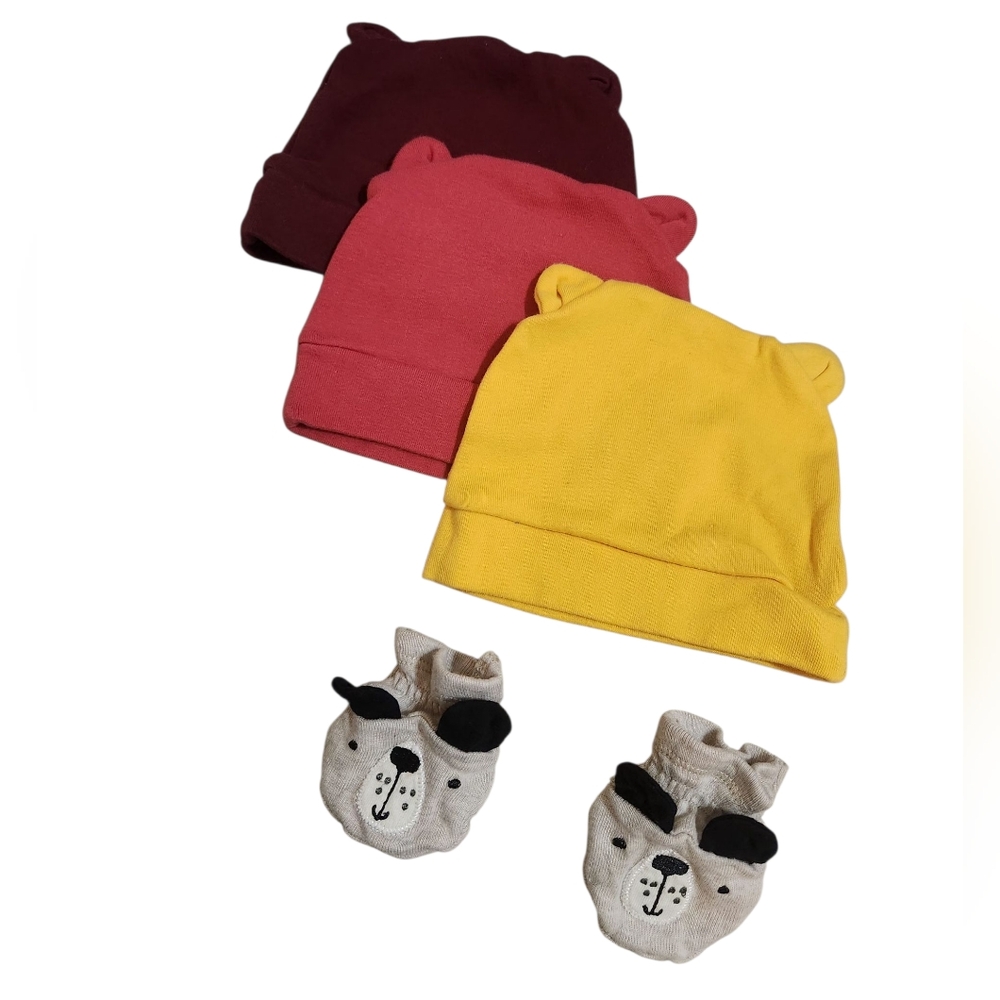 Set of Baby Bear Hats and Gloves